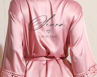 Bridesmaid Robes Bride Gift Bride Robe Bridesmaid Gift Satin Lace Robe Bride Dressing Gown Bridal Party Robes Wedding robe Personalised Robe