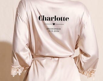 Bridesmaid Robes Bride Gift Bride Robe Bridesmaid Gift Satin Lace Robe Bride Dressing Gown Bridal Party Robes Wedding robe Personalised Robe
