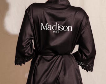 Bridesmaid Robes Bride Gift Bride Robe Bridesmaid Gift Satin Lace Robe Bride Dressing Gown Bridal Party Robes Wedding robe Personalised Robe