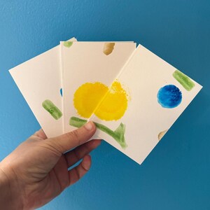 Cartões de felicitações em branco com limões e mirtilos para o verão | Conjunto de 4 cartões em branco, cartões pintados em aquarela, aniversário, agradecimento, pensando em você