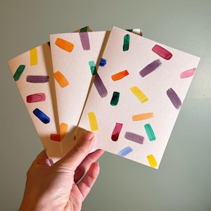 Cartões de confete para o Orgulho LGBTQ | Conjunto de 4 cartões em branco com envelopes – Cartões pintados em aquarela – Aniversário, Obrigado, Pensando em você