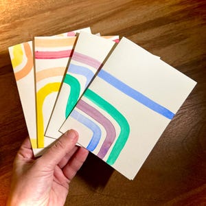 Blanco LGBTQ Pride-wenskaarten | Set van 4 blanco kaarten met enveloppen – met aquarel geschilderde kaarten – Birthday, Thank You, Thinking of You