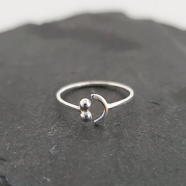 Smile :) Sterling Silver Ring - Smile Face Silver Open Ring, Be Kind Reminder Jewelry, Positivity Jewelry, Happy Emoji, Stackable Open Ring