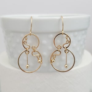 LAW OF PHYSICS Earrings | 14K Gold & Rose Gold Filled | Physics Energy Conversion Earrings | Science Jewelry Gift | Moving Pendulum Jewelry