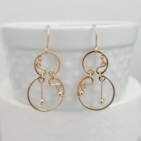 Law of Physics Earrings - 14k Gold Filled Hoop Earrings, Dangle Earrings, Gifts for Her, Jewelry Gift, Birthday Gift, Kinetic Jewelry