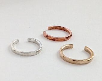 Textured Sterling Silver Ear Cuff: Minimalist No-Piercing Cartilage Jewelry