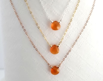 Carnelian Pendant Necklace: Sterling Silver, Gold Filled, Sacral Chakra Stone
