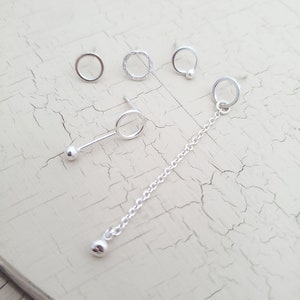 Tiny Circle Stud Earrings Collection, Minimalist small earring studs, Sterling Silver, Dainty Earrings, Handmade Jewelry