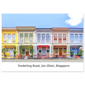 Singapore Shophouse Wall Art, Tembeling Road Peranakan Shophouses Fine Art Photography Stampa giclée su carta semi-lucida di qualità premium
