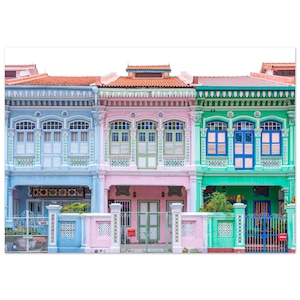 Singapore Shophouse Wall Art Koon Seng Road Three Peranakan Shophouses Fine Art Photography Giclee Print on Premium Quality Paper