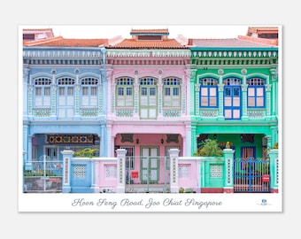 Tiendas de Singapur en Koon Seng Road, Peranakan, tiendas, fotografía artística, impresión en papel