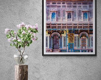 Arte mural de la India, arquitectura de Rajastán, fotografía de bellas artes Impresión giclée en papel semibrillante de primera calidad