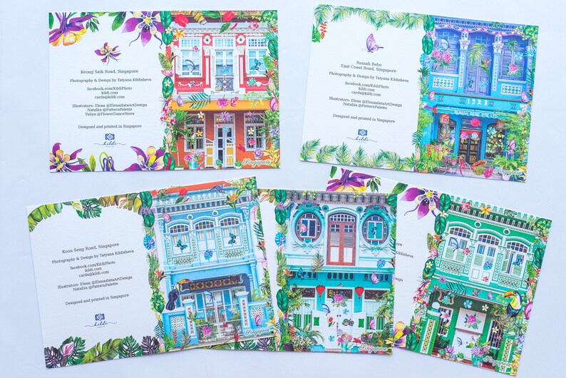 Peranakan Singapore Shophouse Tropical Theme Cards Singapore Greeting Cards Singapore Shophouse