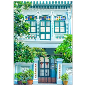Singapore Shophouse Wall Art, Koon Seng Road Turquoise Shophouse  Fine Art Photography Giclee Print on Premium Quality Paper