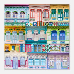 Peranakan Shophouses in Geylang, Singapore Fine Art Photography Print, Singapore Wall Art, Singapore Shophouse Collage, Shophouse Art
