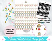 Item #0125-3 Printable Blonde Girl Cute College/Work Life Diary Stickers Set (perfect for planners)