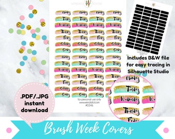 Item #0346 Weekday Brush Date Cover up Stickers Set(perfect for planners)
