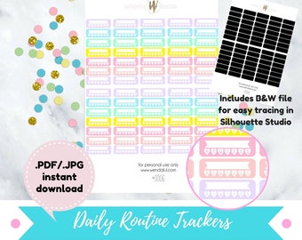 Item #0006 PRINTABLE DIY Routine/Habit Weekly Tracker Stickers (perfect for erin condren planners)