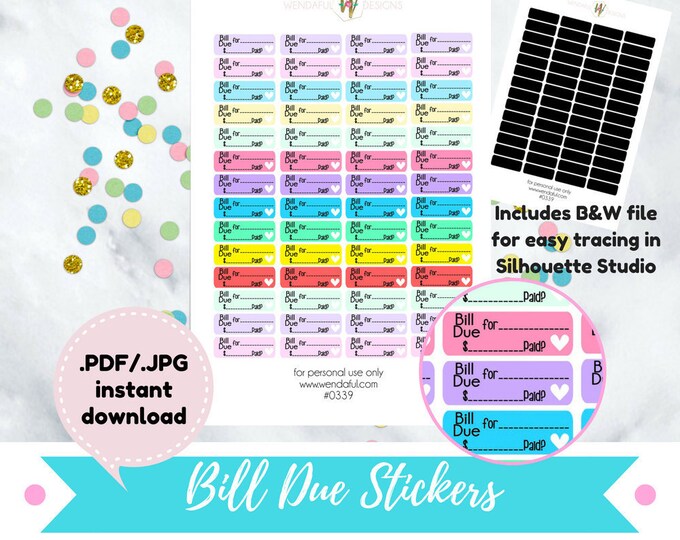 Item #0339 Bill Due Label Stickers (perfect for planners)