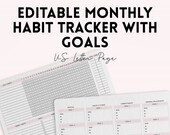 Editable Monthly Habit Tracker with Goal Planning Page