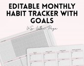 Editable Monthly Habit Tracker with Goal Planning Page