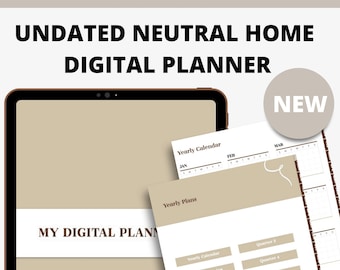 Undated Portrait Neutral Home Life Digital Planner (Sunday/Monday Start) | GoodNotes App