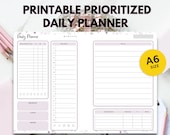 Printable A6 Size Prioritized Daily Planner | Instant Download