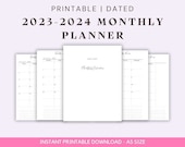 A5 Size Ring Bound -  Dated 2023-2024 Monthly Printable Planner