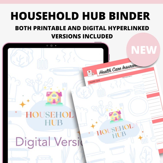 Digital + Printable Household Hub Binder | Printable, GoodNotes, Noteshelf App