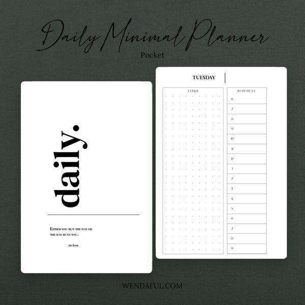 Minimalist Daily Planner Insert - Dot Grid Note & Task Pages, Weekly Schedule 6AM-9PM | Pocket Size | Instant Download