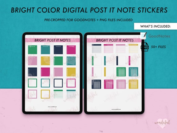 Digital Bright Post It Planner Stickers for GoodNotes