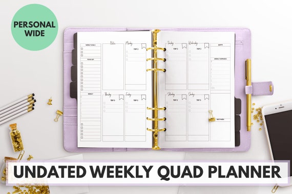 Personal Wide Size Ring Bound - Weekly Quad Planner