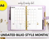 A6 Size Ring Bound - Undated Bujo Style Monthly Planner