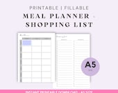 A5 Size Ring Bound -  Fillable Meal Planner & Shopping List Printable