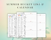 Summer Calendar & Bucket List | Dated and Undated | Sunday or Monday Start Monthly Calendar