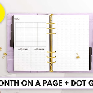 Personal Wide Size Ring Bound - Month On a Page With Dot Grid