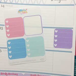 Item 0257 PRINTABLE Horizontal Pastel Heart Checklist with Dashed Lines Box Stickers for Erin Condren Planners image 3