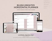 Undated Blush Horizontal Weekly Digital Planner (Sunday/Monday Start) | GoodNotes App, Noteshelf