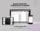 Undated Black Horizontal Weekly Digital Planner (Sunday/Monday Start) | GoodNotes App, Noteshelf