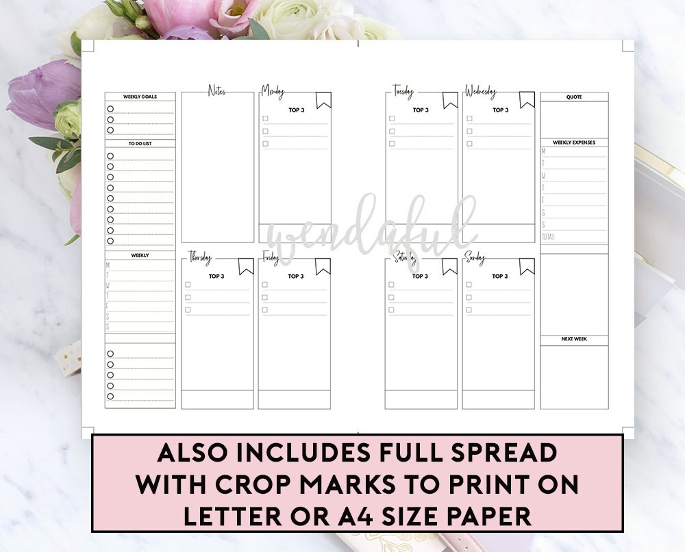 Personal Wide Size Ring Bound - Weekly Quad Planner - Etsy