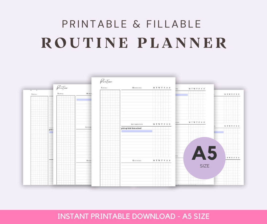A5 Size Ring Bound - Fillable Routine Planner Printable - Etsy