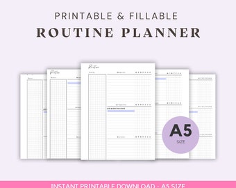 A5 Size Ring Bound -  Fillable Routine Planner Printable