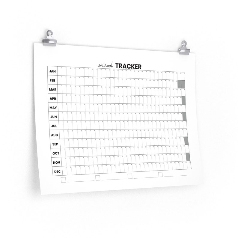 Horizontal Undated Annual Calendar Tracker image 2