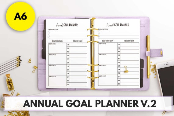 A6 Size Ring Bound -  Annual Goal Planner V.2