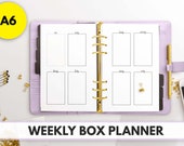 A6 Size Ring Bound - Weekly Box Planner Inserts