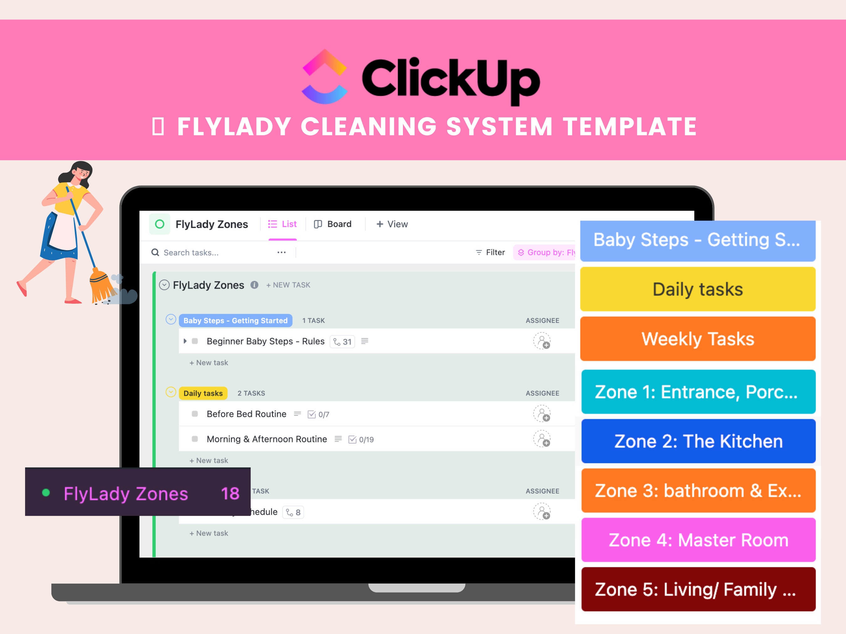 ClickUp FlyLady Cleaning System Template