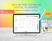 2024 Dated Vertical Refined Rainbow SCHEDULE Digital Planner | GoodNotes, Noteshelf App | Multiple Covers Included!