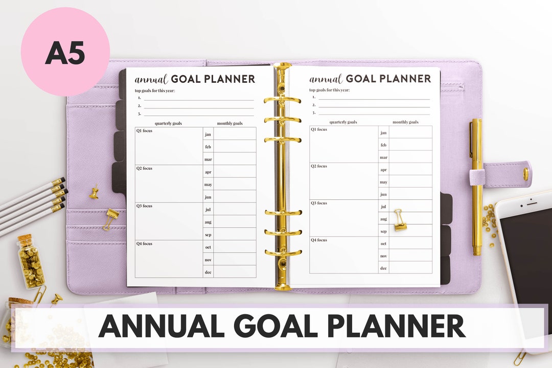 A5 Size Ring Bound - Annual Goal Planner - Etsy