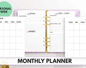 Personal Wide Size Ring Bound - Monthly Planner (4 PAGES) v.2