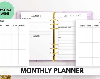 Personal Wide Size Ring Bound - Monthly Planner (4 PAGES) v.2